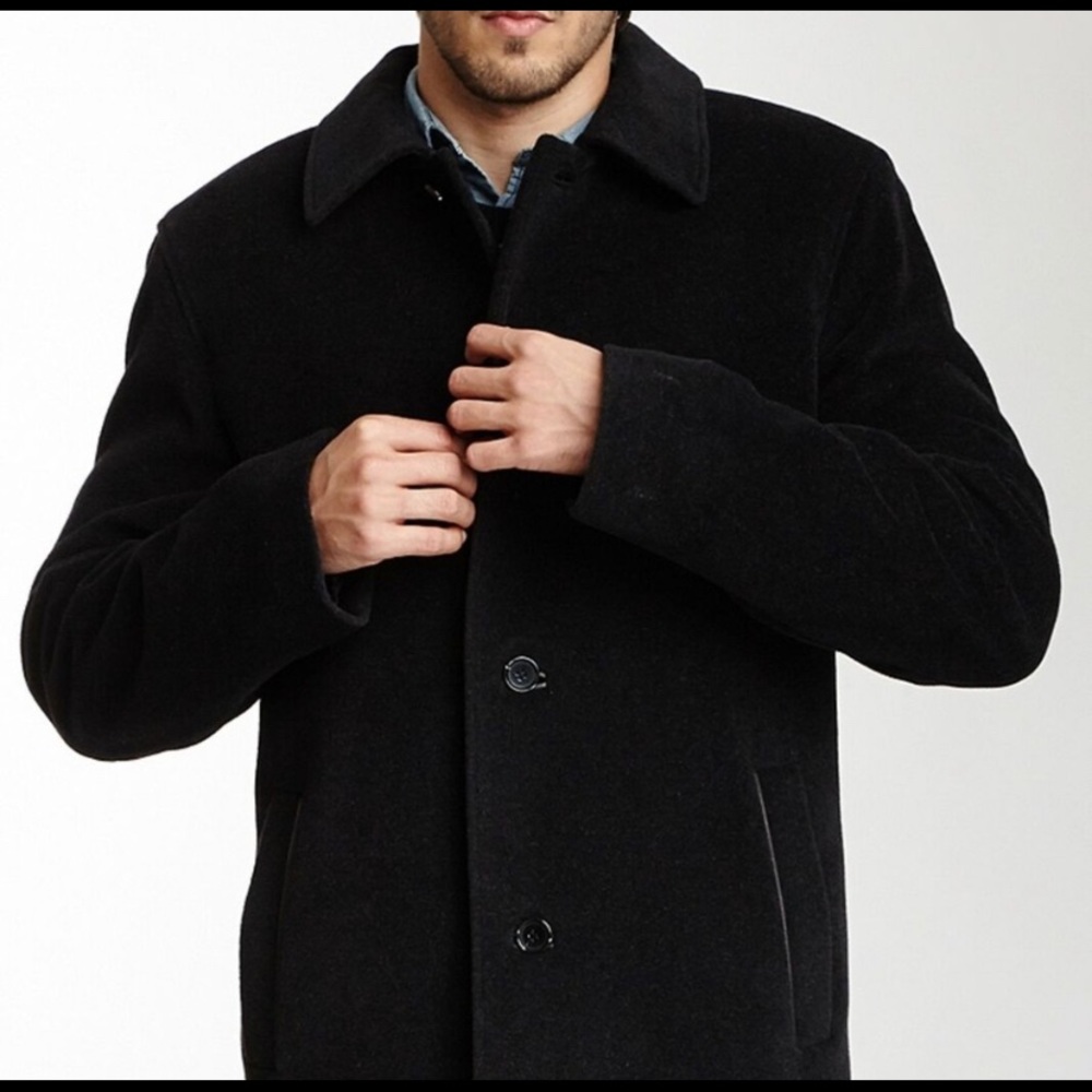 Cole Hana Men’s Black Peacoat - Large